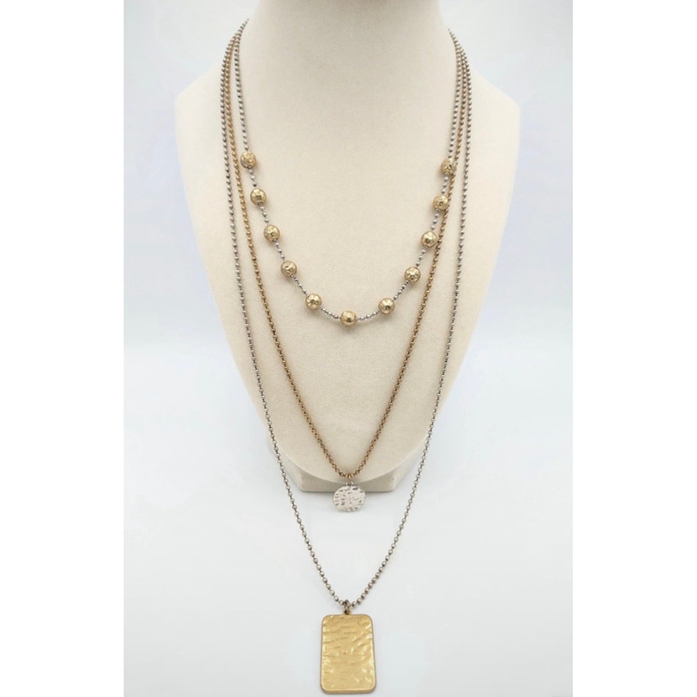 CABI Triple Layered Gold and Silver Tone Pendant Necklace.